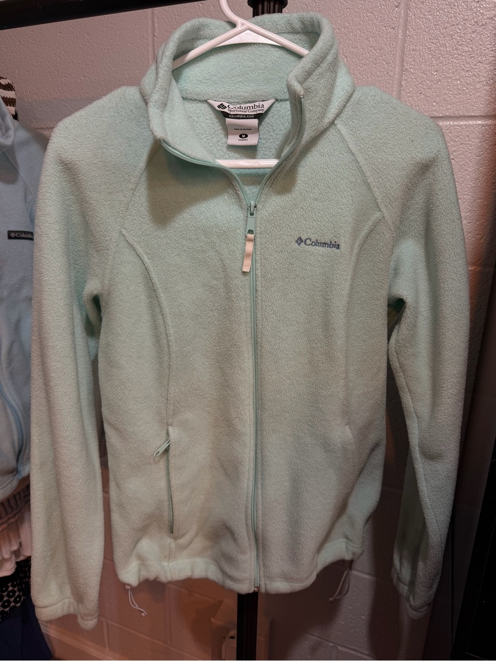Columbia Light Mint Green Full-Zip Teddy Fleece Jacket